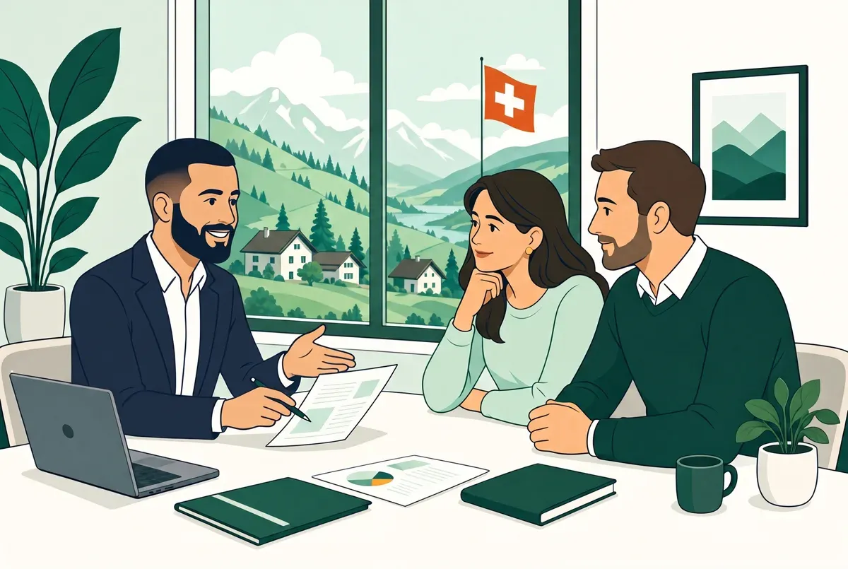 Beratungsgespräch am Tisch, neutral und auf Augenhöhe